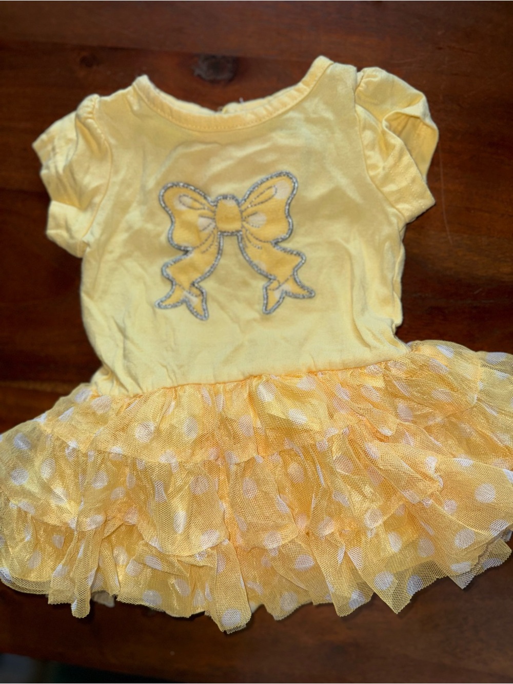 a.n.a Yellow Bow Tulle Polka Dot‎ Dress